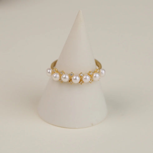 Garland Pearl Zirconia Ring - 18K Gold Vermeil